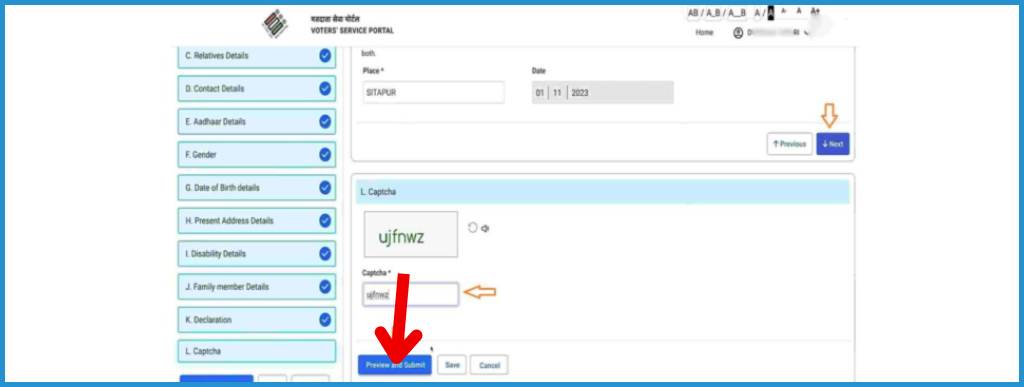 showing the image of Voter ID Card website