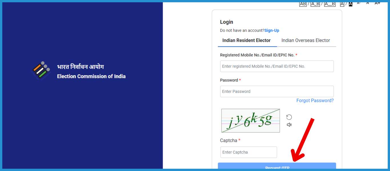 showing the image of Voter ID Card website 