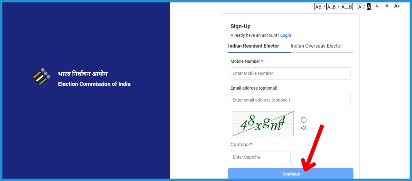 showing the image of Voter ID Card website for login 