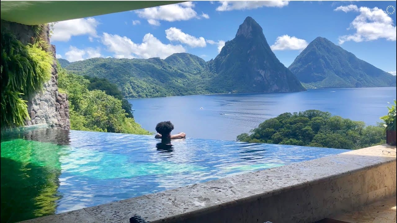 showing the image of " जेड माउंटेन रिज़ॉर्ट पूल, सेंट लूसिया (Jade Mountain Resort Pools, St. Lucia) ", one of the Most Amazing Pools in th world.