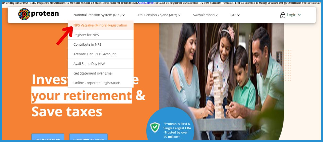 showing the image of NPS Vatsalya Scheme 2024 online pracess