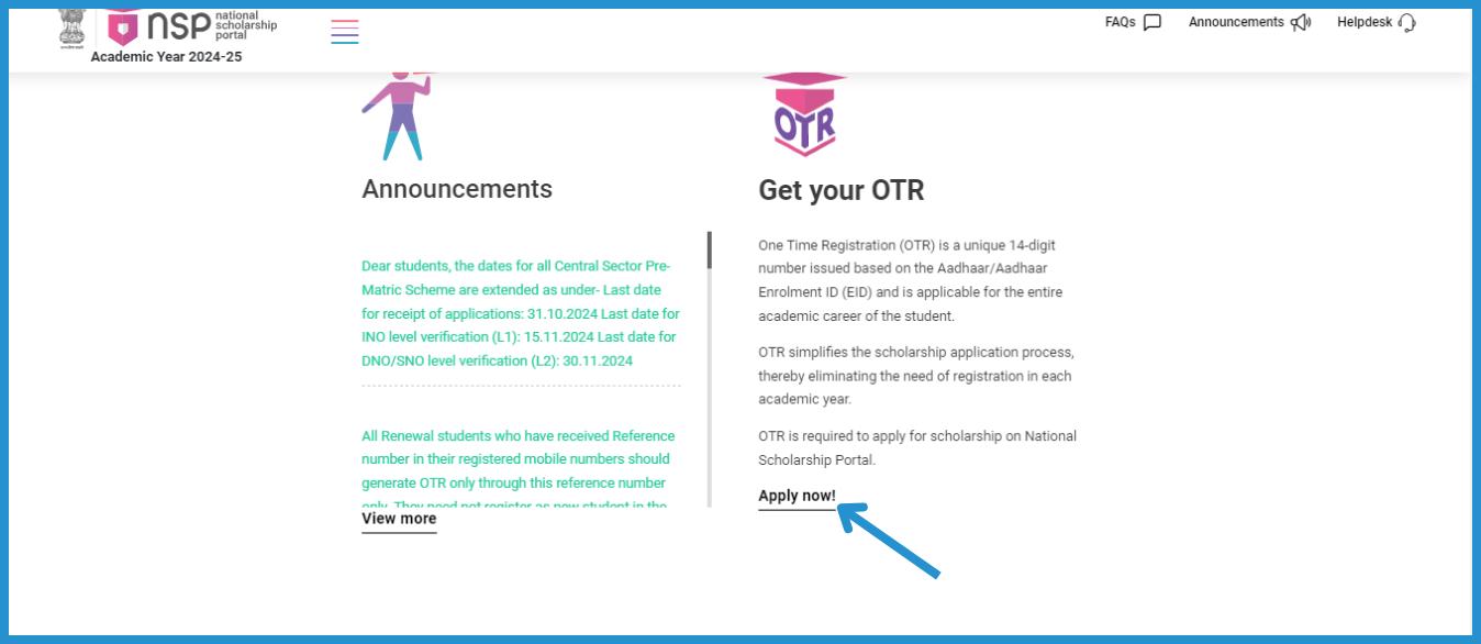 showing the image of OTR in NSP 2024 in hindi NSP OTR App AadhaarFaceRD services How to fill NSP OTR Form 2024?