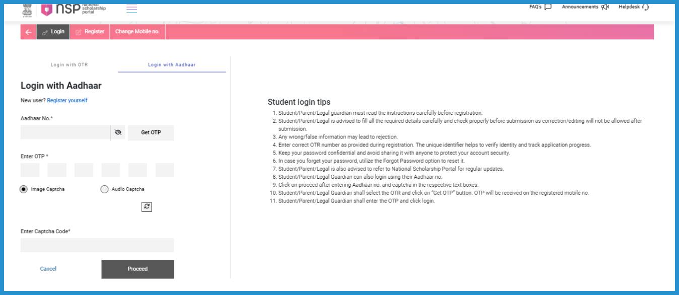 showing the image of NSP portal National Scholarship Portal 2024-25 NSP Login Check Status Last Date