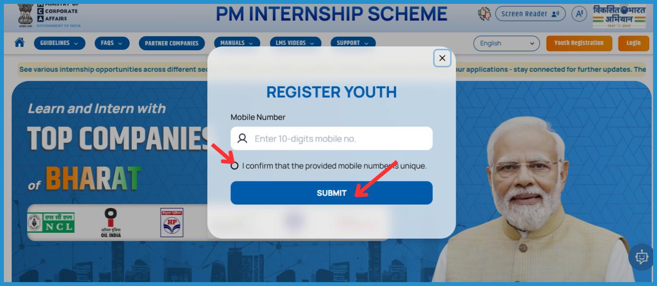 showing the image of PM Internship Scheme 2024 PMIS registration Apply Now for Paid Internship 