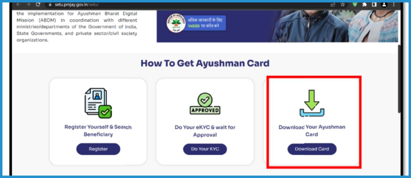 showing the image of Ayushman Card Online Registration 2024 how to create Ayushman health ID card Online through SETU portal