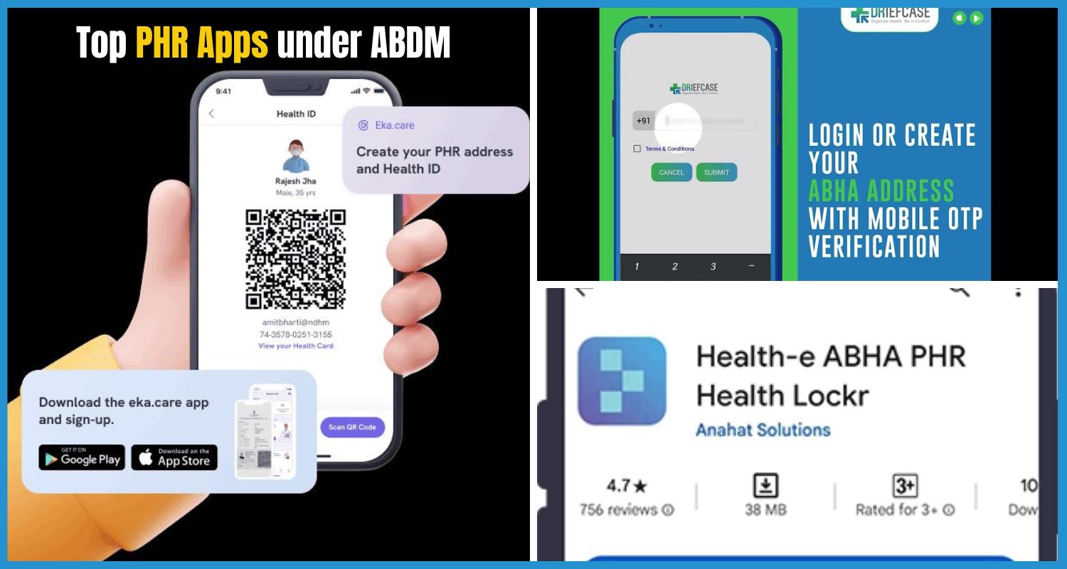 SHOWING THE IMAGE OF ABDM ABHA PHR Apps under Ayushman Bharat Digital Mission (ABDM) in india.