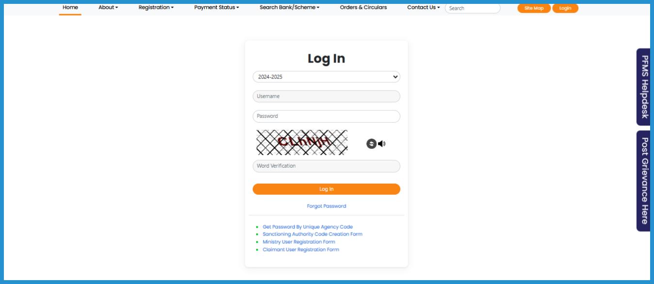 showing the image of PFMS LOGIN PROCESS through PFMS Portal in hindi