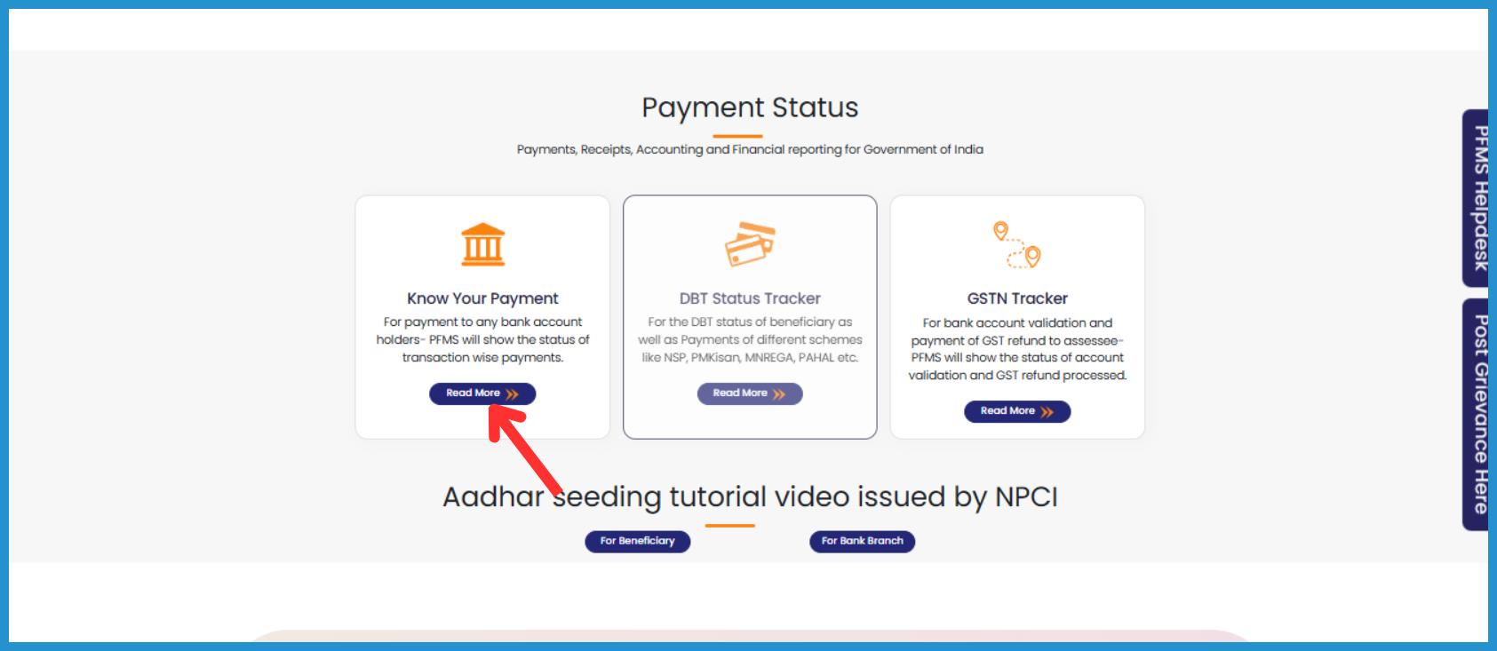 showing the image of PFMS payment status through PFMS Portal in hindi