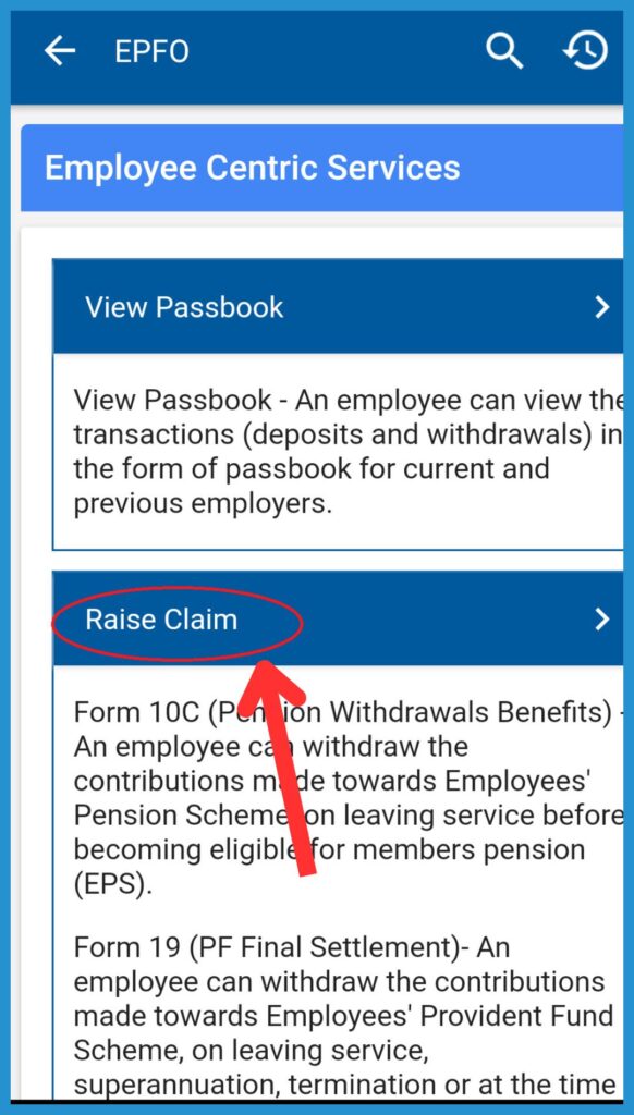 showing the image of claim process in EPF account on Umang App 2024