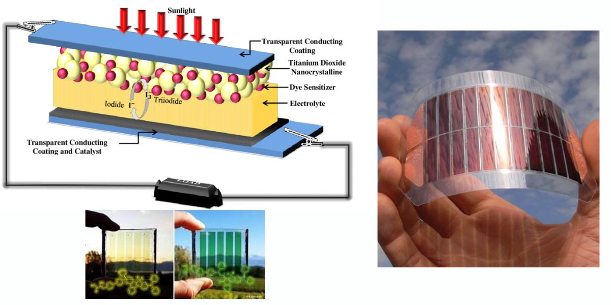 showing the image of Organic/Dye-Sensitized Solar Cell (DSSC) Solar panels, which is the type of thin solar panels