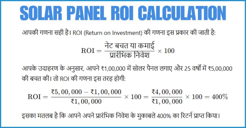 showing the image of the solar Panel ROI calculation