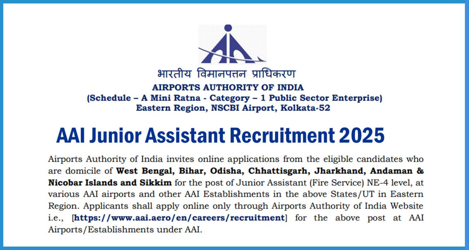 This is the image of AAI Junior Assistant Recruitment 2024-25 Notification 