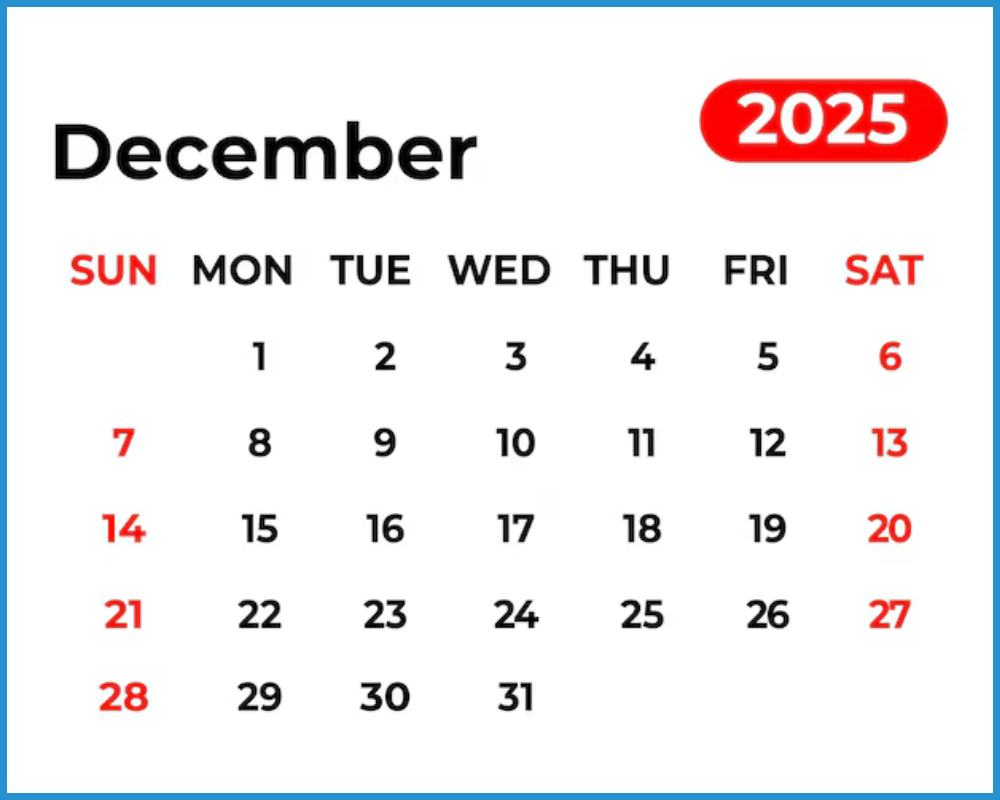 this is the image of December 2025 Calendar