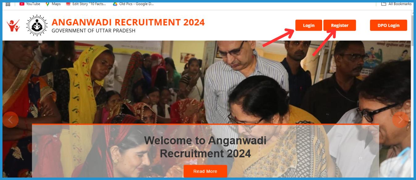 showing the image of Aganwadi Recruitment 2024-25 Registration home page