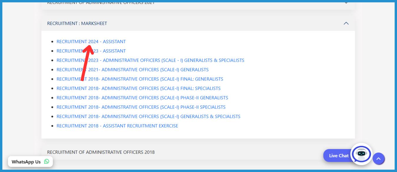 now select RECRUITMENT 2024 - ASSISTANT for nical prelims result