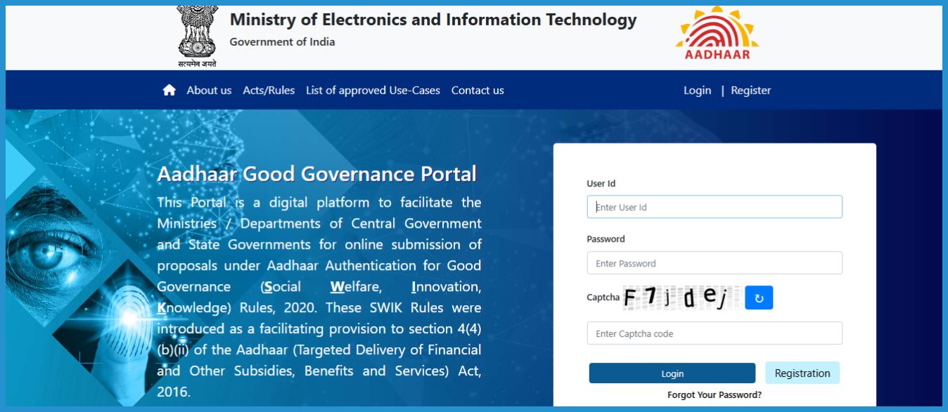 this is the image of Aadhaar Authentication through Good Governance Portal