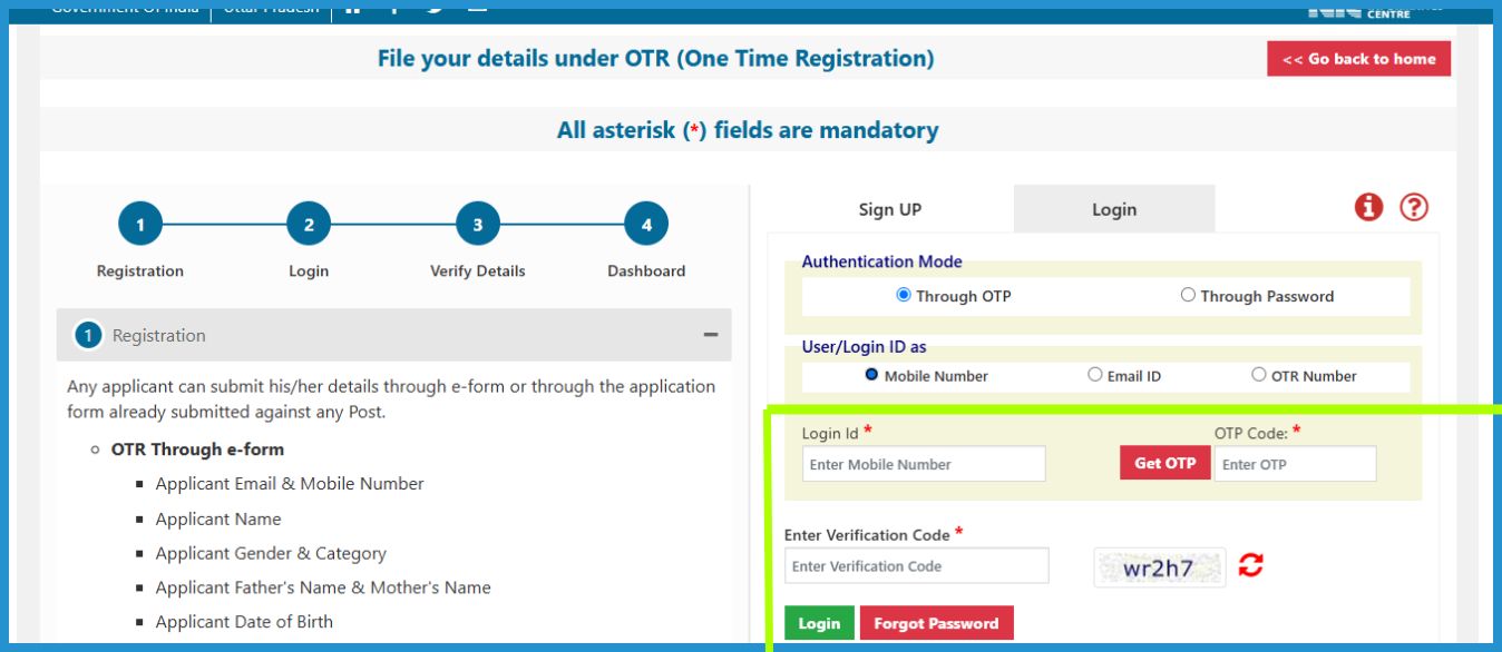 this is the image of fill details and submit to find uppsc otr number