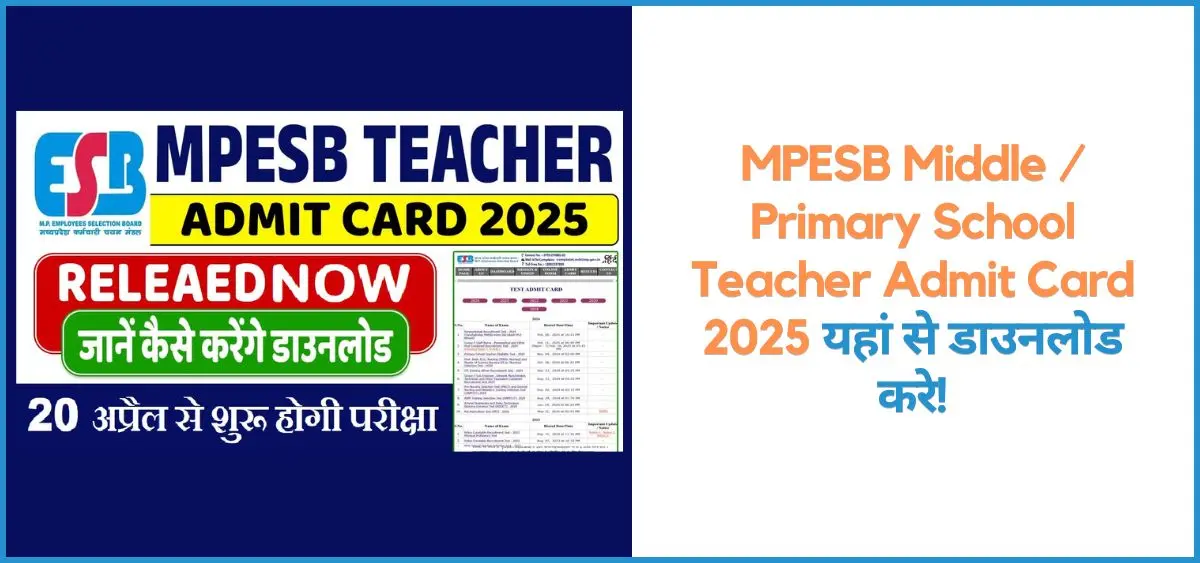 this is the image of MPESB Middle / Primary School Teacher Recruitment 2025 in Hindi